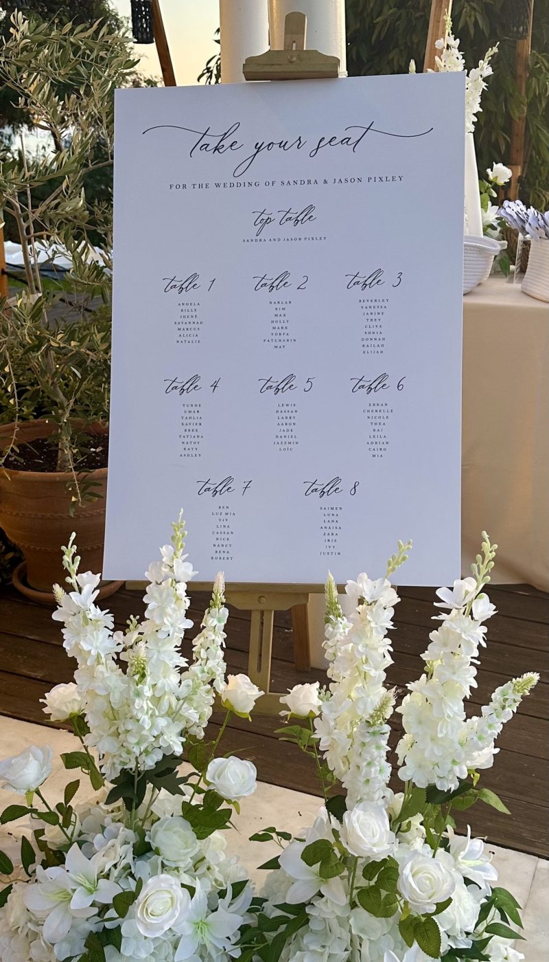 Seating Chart on Easel